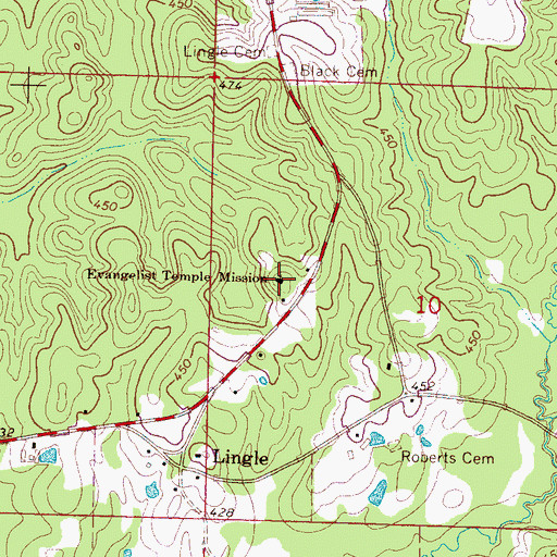 Topographic Map of Evangelist Temple Mission, MS