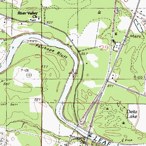 Topographic Map of Fairhope Bluff, MS