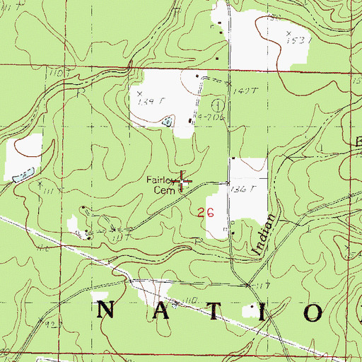 Topographic Map of Fairley Cemetery, MS