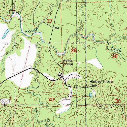 Topographic Map of Farrar Cemetery, MS