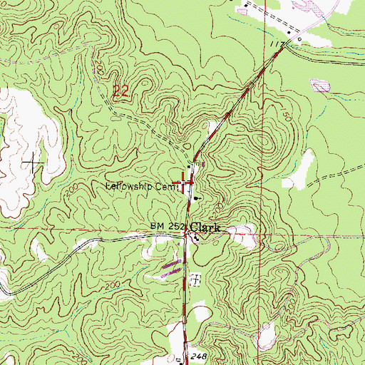 Topographic Map of Fellowship Cemetery, MS