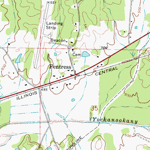 Topographic Map of Fentress, MS
