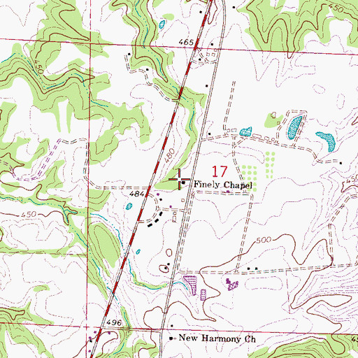 Topographic Map of Finely Chapel, MS