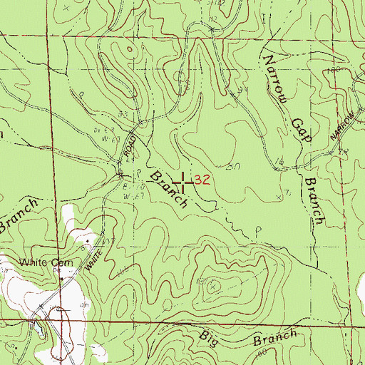 Topographic Map of Fivemile Branch, MS