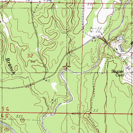 Topographic Map of Flat Branch, MS