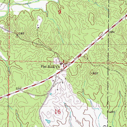 Topographic Map of Flat Rock Church, MS