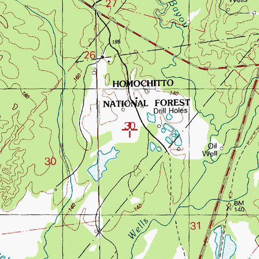 Topographic Map of Flat Rock Oil Field, MS