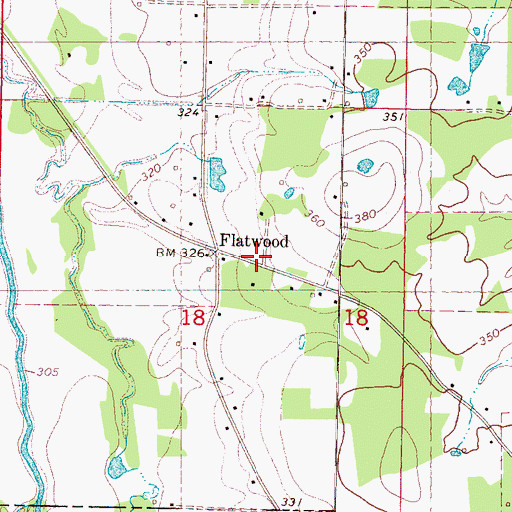 Topographic Map of Flatwood, MS