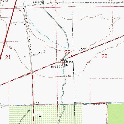 Topographic Map of Fleets Church, MS