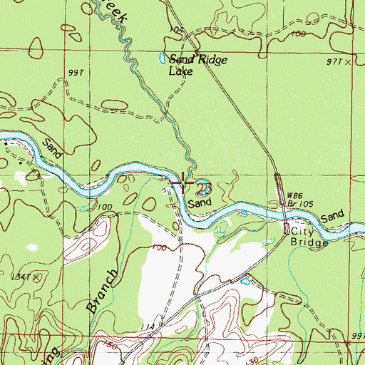 Topographic Map of Flint Creek, MS
