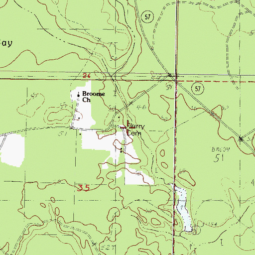 Topographic Map of Flurry Cemetery, MS
