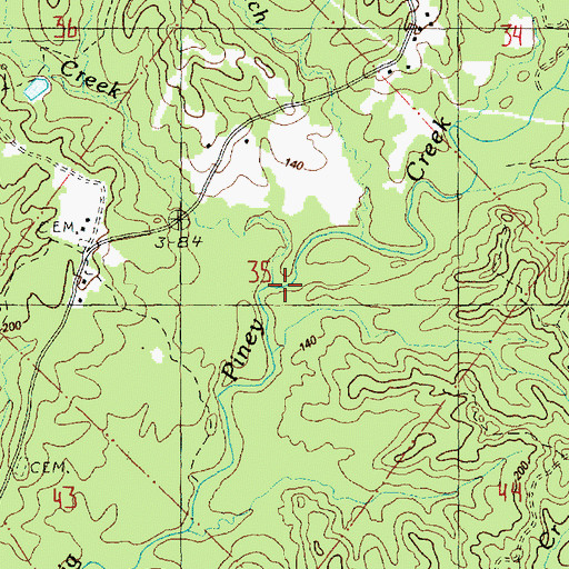 Topographic Map of Folley Creek, MS
