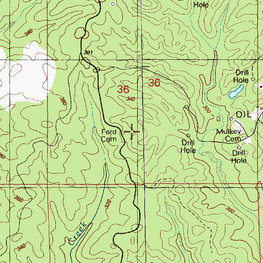 Topographic Map of Ford Cemetery, MS