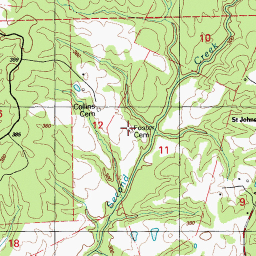 Topographic Map of Foster Cemetery, MS