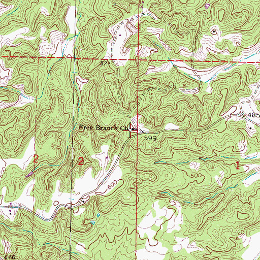 Topographic Map of Free Branch Church, MS