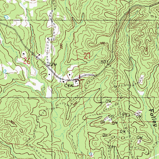 Topographic Map of Free Spring Church, MS