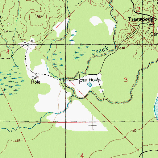 Topographic Map of Freewoods Oil Field, MS