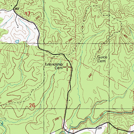Topographic Map of Friendship Cemetery, MS