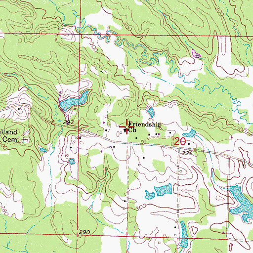Topographic Map of Friendship Baptist Church, MS
