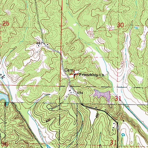 Topographic Map of Friendship Church, MS