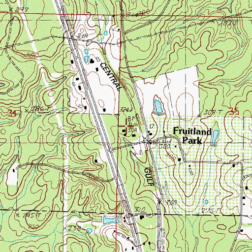 Topographic Map of Fruitland Park, MS