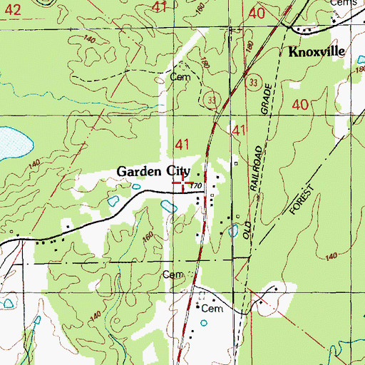 Topographic Map of Garden City, MS