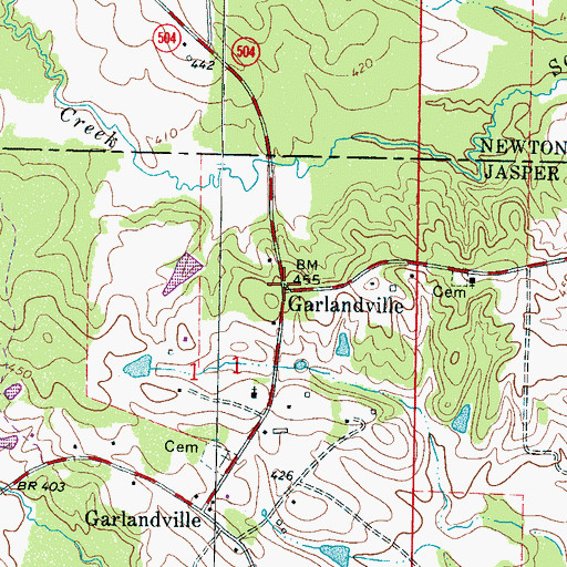Topographic Map of Garlandville, MS