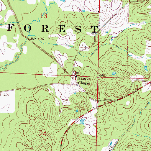 Topographic Map of Gasque Chapel, MS