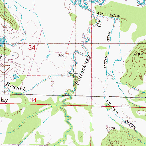 Topographic Map of Gault Branch, MS