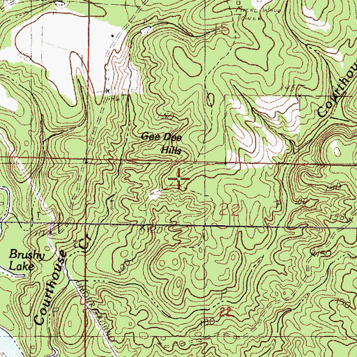 Topographic Map of Gee Dee Hills, MS