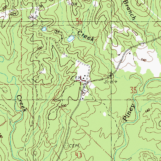 Topographic Map of Geter Cemetery, MS