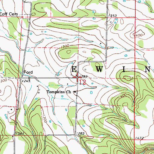 Topographic Map of Watkins (historical), AR