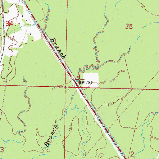 Topographic Map of Glade Branch, MS