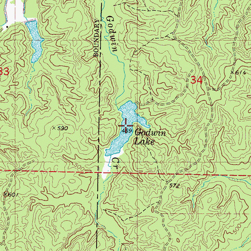 Topographic Map of Godwin Lake, MS