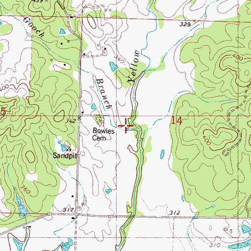 Topographic Map of Gooch Branch, MS
