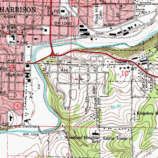 Topographic Map of Woodland Heights Baptist Church, AR