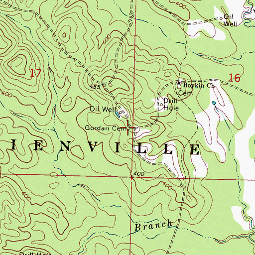 Topographic Map of Gordan Cemetery, MS