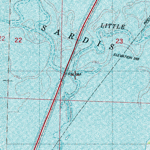 Topographic Map of Graham Mill Creek, MS