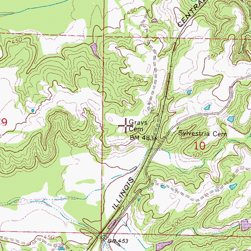 Topographic Map of Grays Cemetery, MS