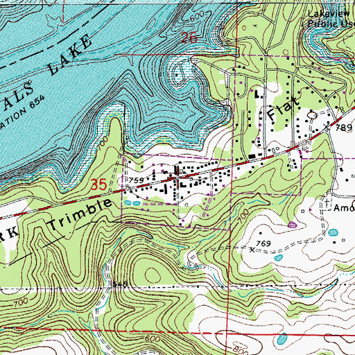 Topographic Map of Amos, AR