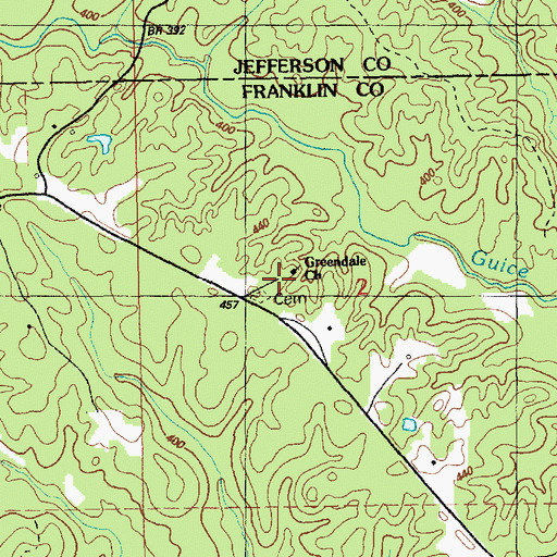 Topographic Map of Greendale Church, MS
