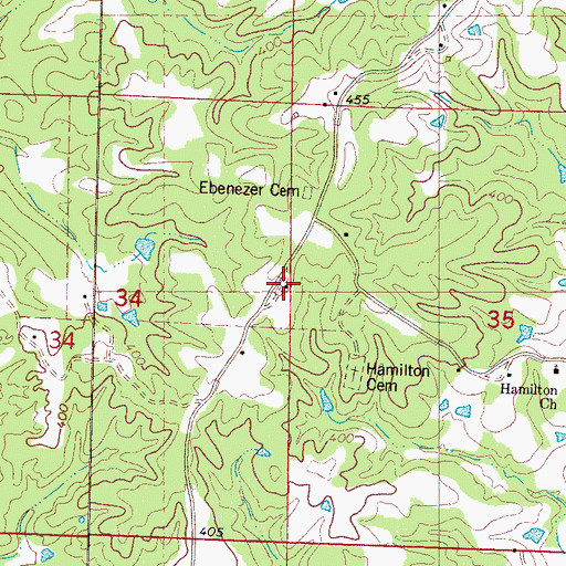 Topographic Map of Greenfield Church, MS