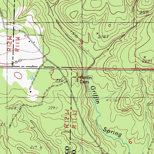 Topographic Map of Griffin Cemetery, MS