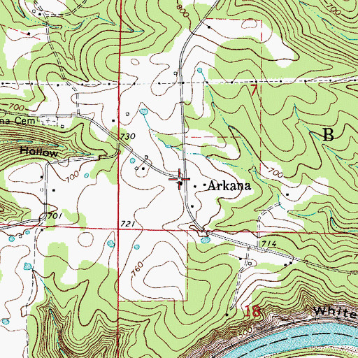 Topographic Map of Arkana Baptist Church, AR