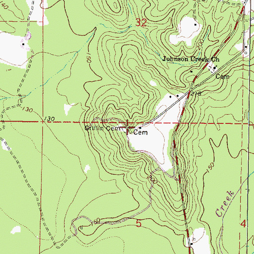 Topographic Map of Griffin Cemetery, MS