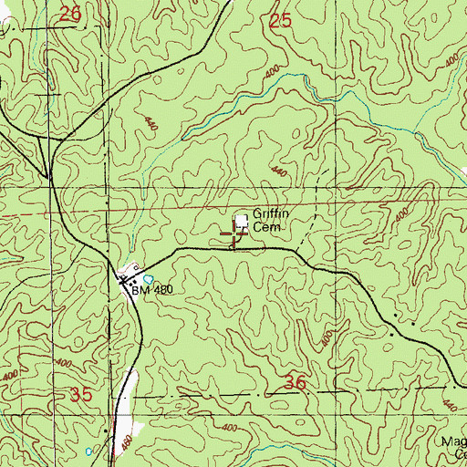 Topographic Map of Griffin Cemetery, MS