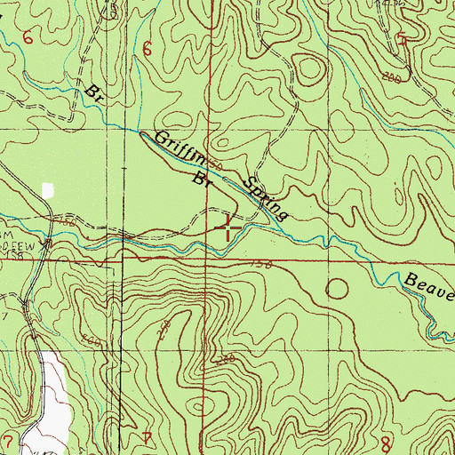 Topographic Map of Griffin Spring Branch, MS
