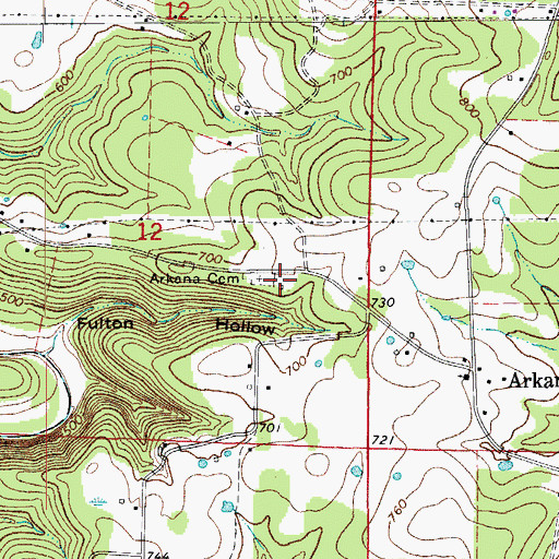 Topographic Map of Arkana School (historical), AR
