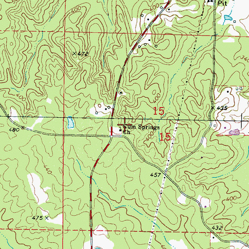 Topographic Map of Gum Springs Church, MS