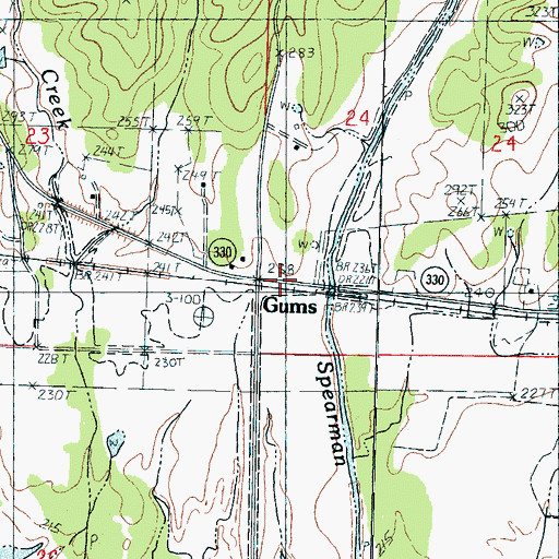 Topographic Map of Gums, MS